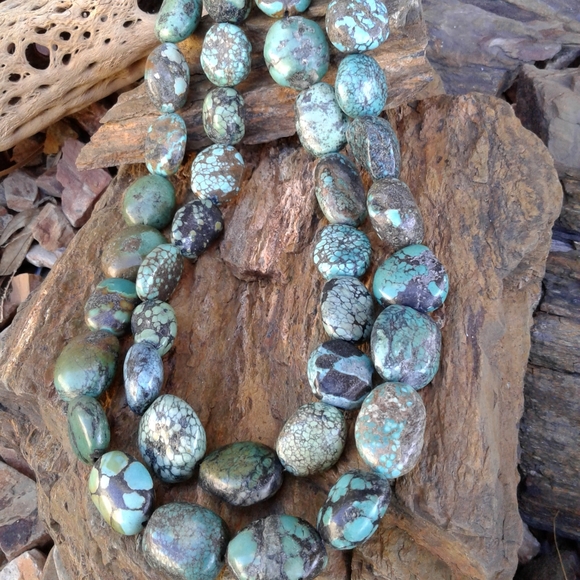 Jewelry - Sterling Silver Chunky 2 STRAND TURQUOISE NECKLACE